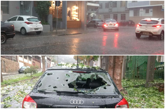 Chuva com ventos e granizo atinge Juiz de Fora