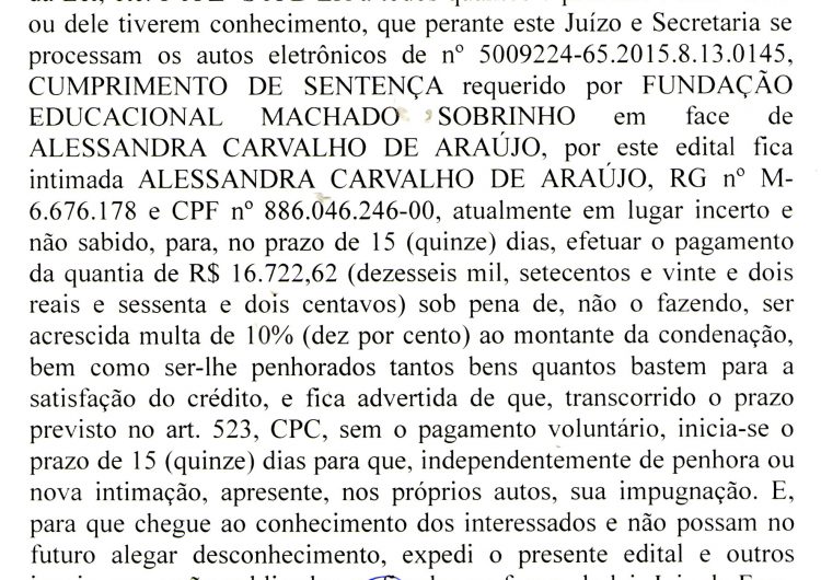 EDITAL DE INTIMAÇÃO 09/03/2018