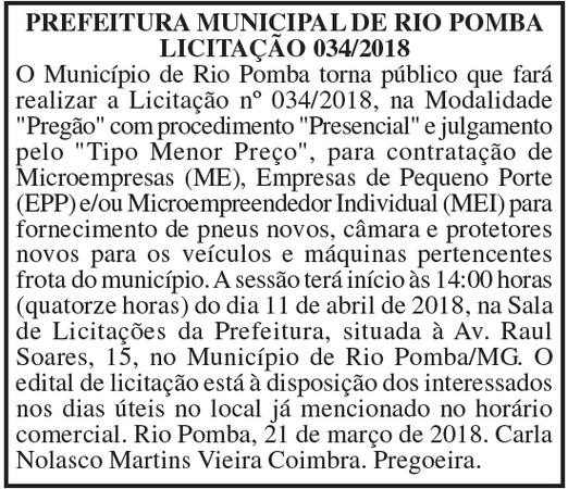 Prefeitura Municipal de Rio Pomba 22/03/18