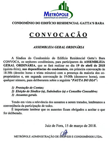 Edital de Convocação – Gattas 29/03/18