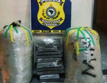 Perseguição da PRF em Leopoldina termina com apreensão de 65 Kg de maconha em caminhonete roubada