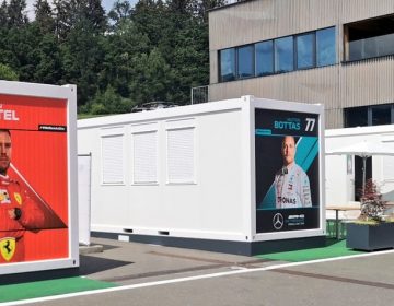 Como forma de evitar propagação do Coronavírus, equipes da F1 instalam módulos no lugar dos motorhomes