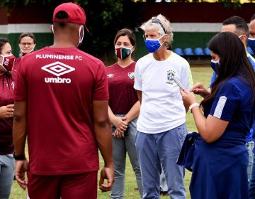 Técnica da Seleção Feminina, Pia Sundhage, visita o CT Vale das Laranjeiras em Xerém