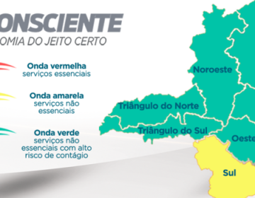 Macrorregião Sul regride para a onda amarela do Minas Consciente