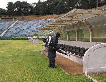 Descontaminação é realizada no Estádio Municipal para partida desta 4ª, dia 3